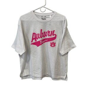 Pressbox Auburn Tigers Short Sleeve T Shirt Women Medium Crewneck White Pink NEW